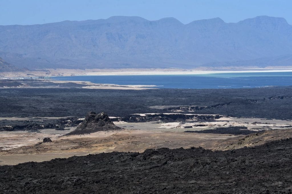 The Danakil Depression Eritrea region, a stark volcanic lava landscape