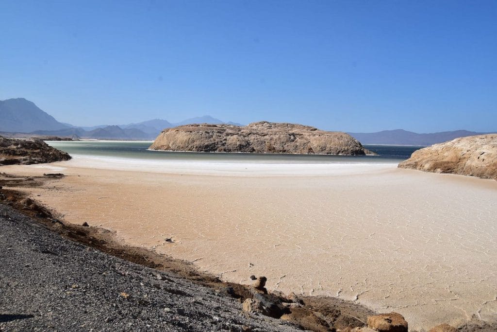 Lake Assal, the lowest point in Africa and one of the saltiest lakes on Earth, Djibouti