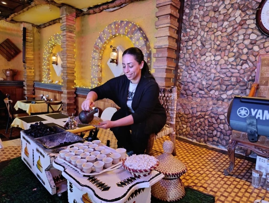Traditional Eritrean coffee ceremony welcoming visitors