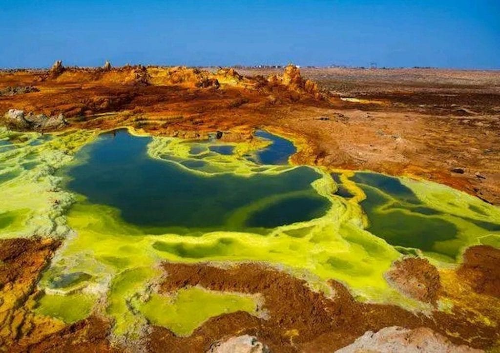 Neon acid pools in the Danakil Depression, the hottest place on earth
